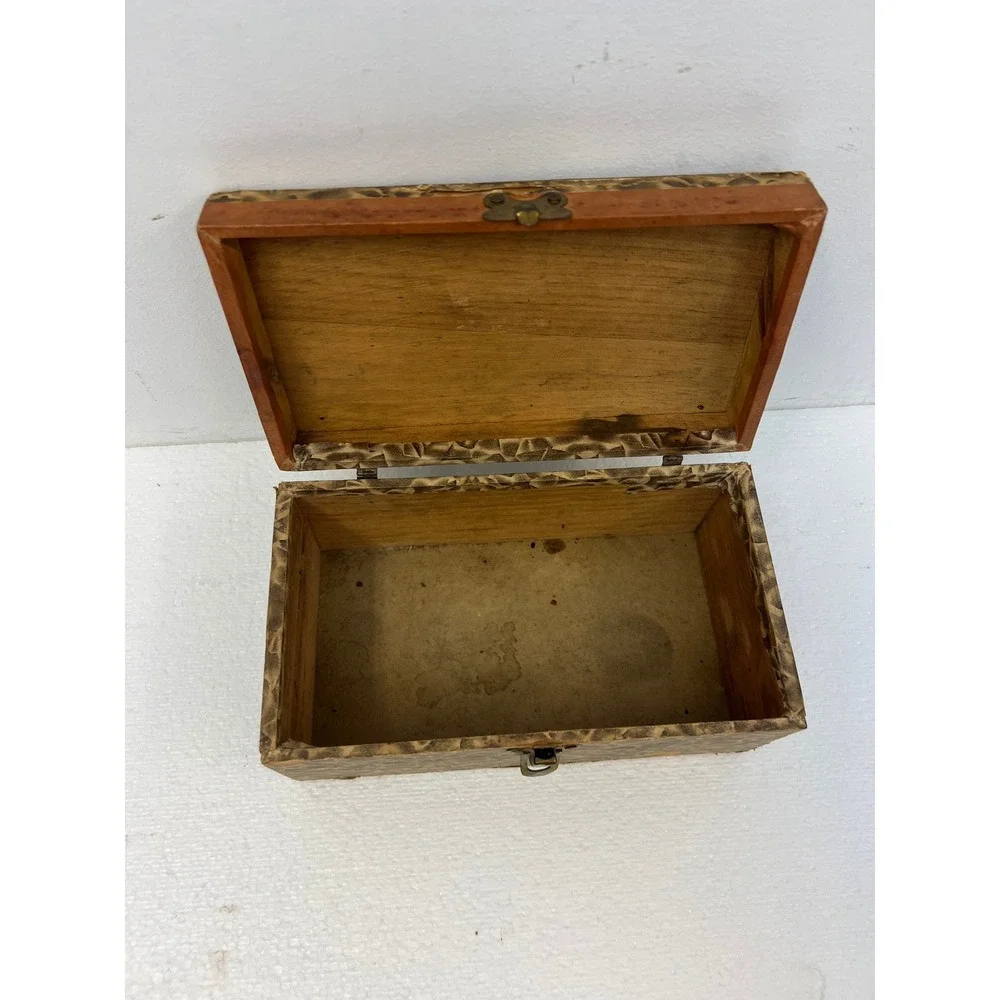 Wood Dollhouse Steamer Trunk Miniature Antique Storage Box Chest SALESMAN SAMPLE